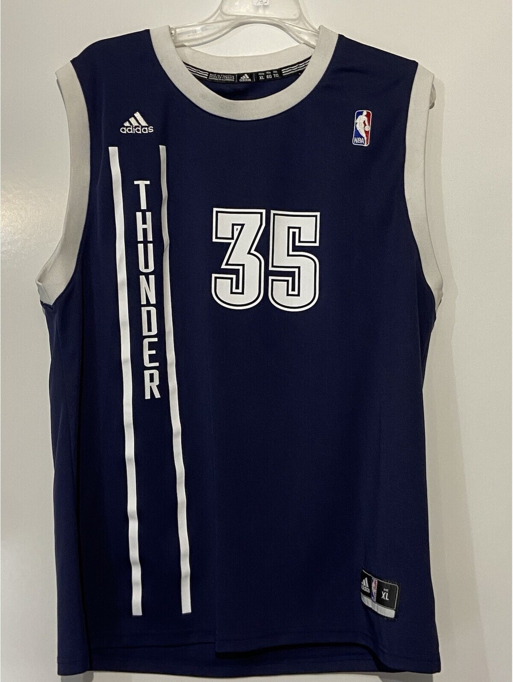 Boys ADIDAS Blue OKC Thunder #35 Kevin Durant Jersey Sz XL
